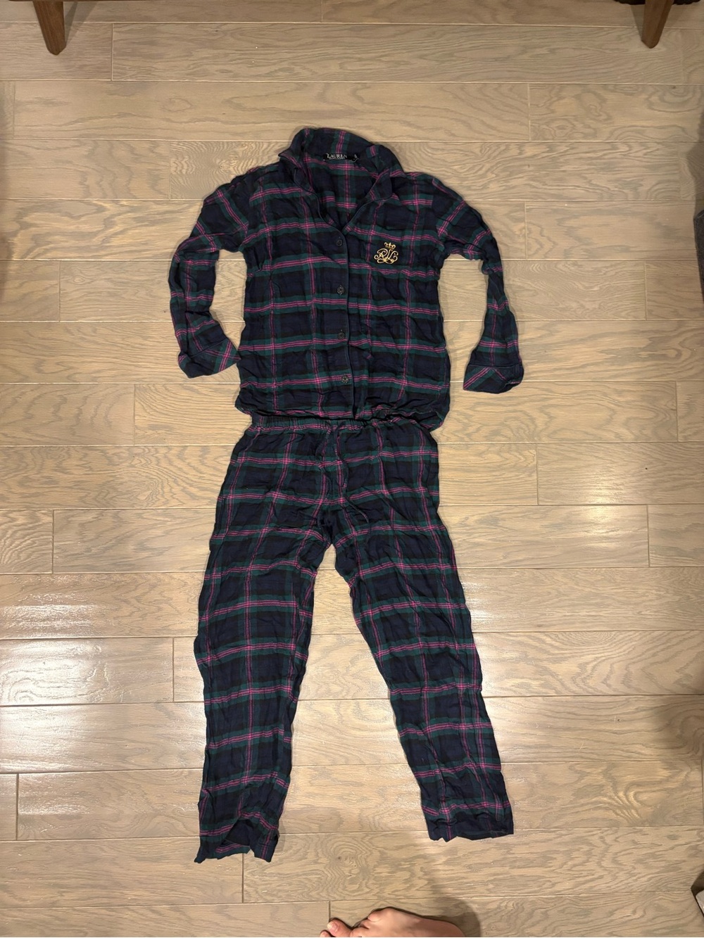 Ralph Lauren Navy and Pink Pajama Set (S)